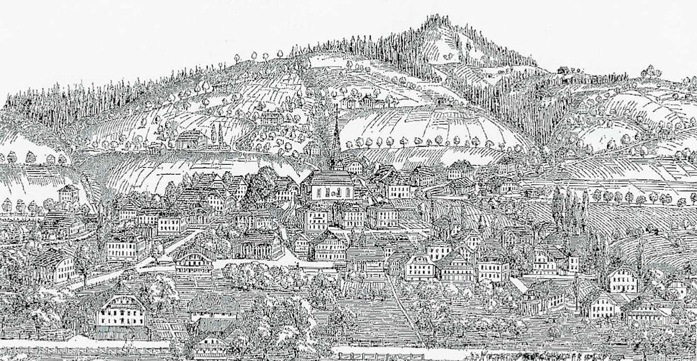 Historische Vedute von Langnau im Emmental, vermutlich um 1800